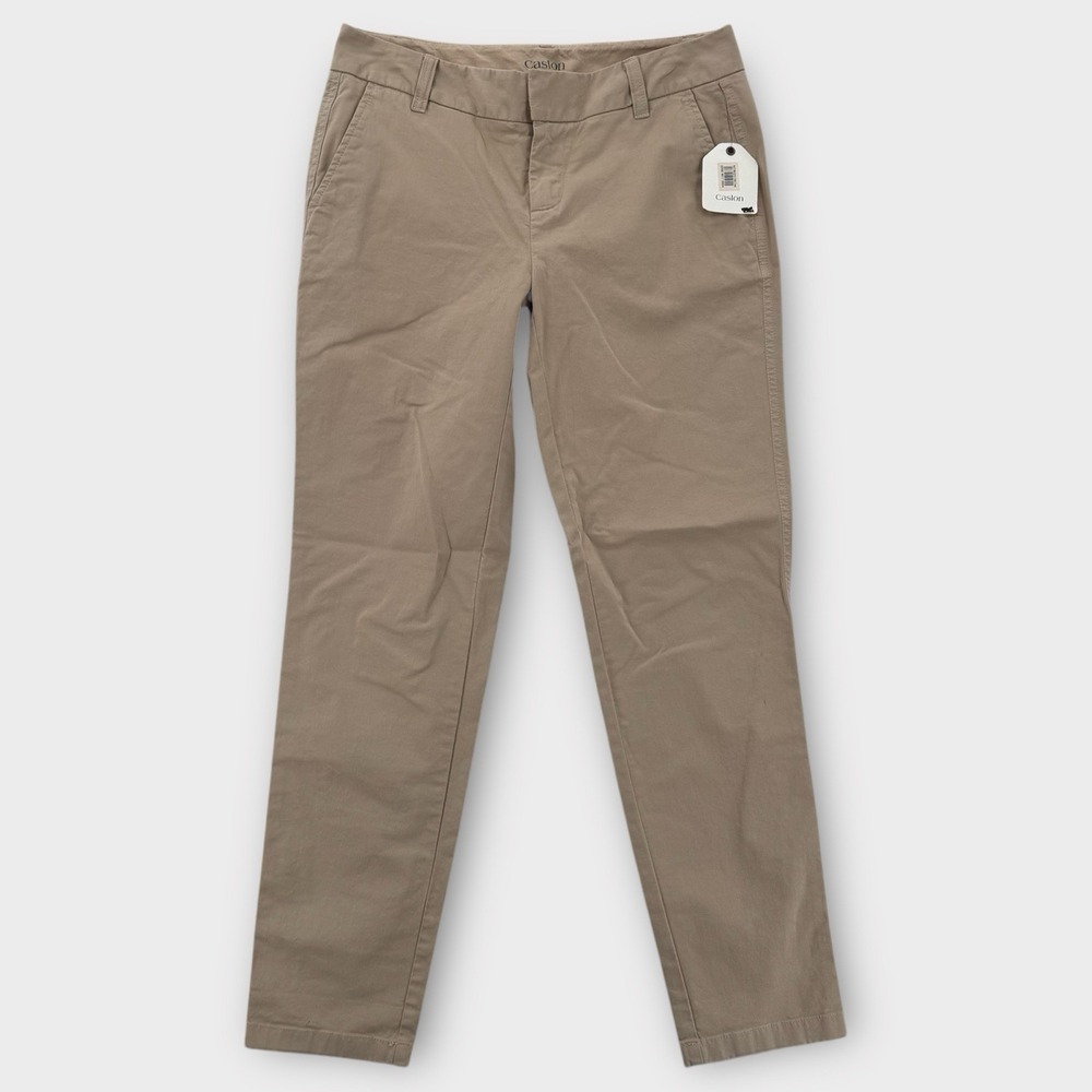 Caslon Chino Pants Womens 0 Straight‎ Leg Stretch Beige Khaki Nordstrom NEW